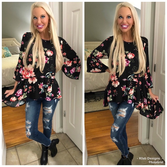 Tops - 🛍LAST 2! 💕Collar Detail Shark Bite Hem Tunic
